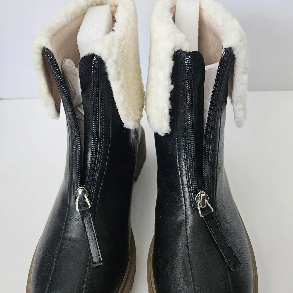 Journee Collection Frynn Almond Toe Block Heel Ankle Booties In Black Size 7 - Picture 6 of 10